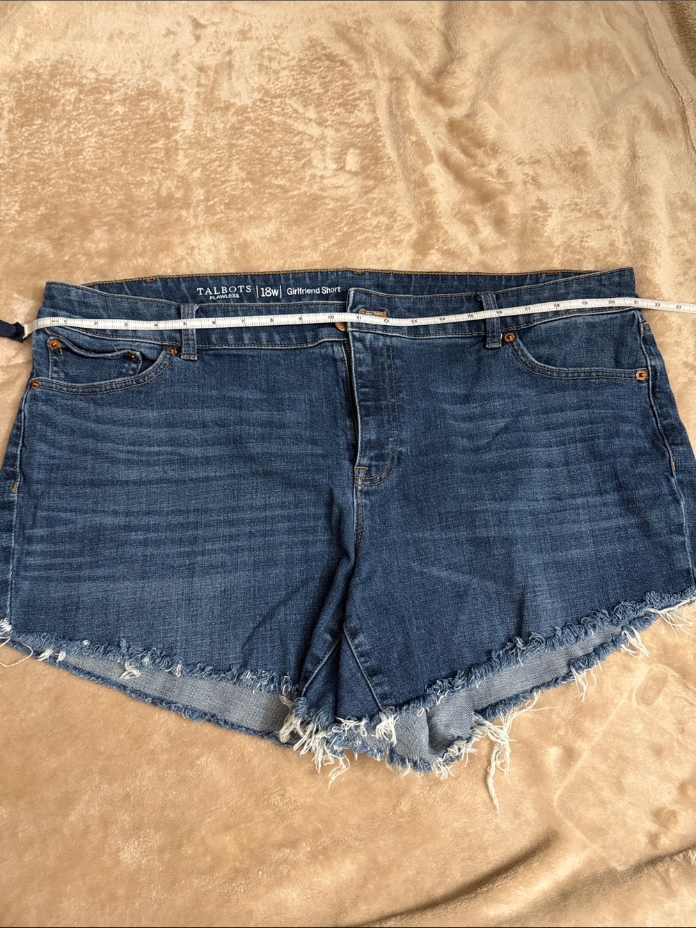 Talbots Dark Blue Frayed Cut Off Hem Denim Shorts - Picture 3 of 7